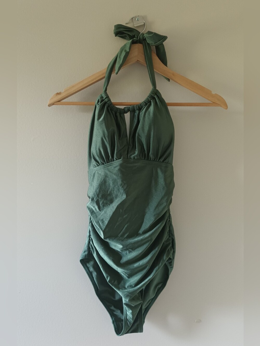 Moontide Olive Green Halter One-Piece Swimsuit XS